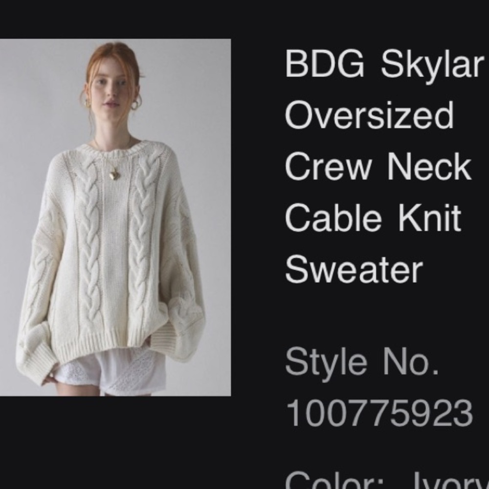 BDG Ivory Cable Knit Pullover
